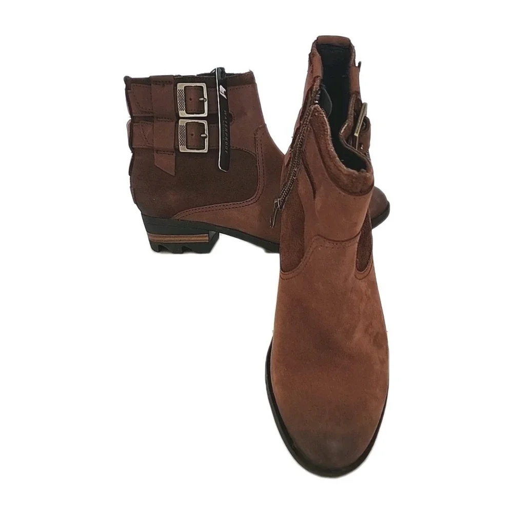 Sorel Lolla Bootie‎ Burro/Buffalo Brown  Women's 7 Zipper NL3080-282 Waterproof